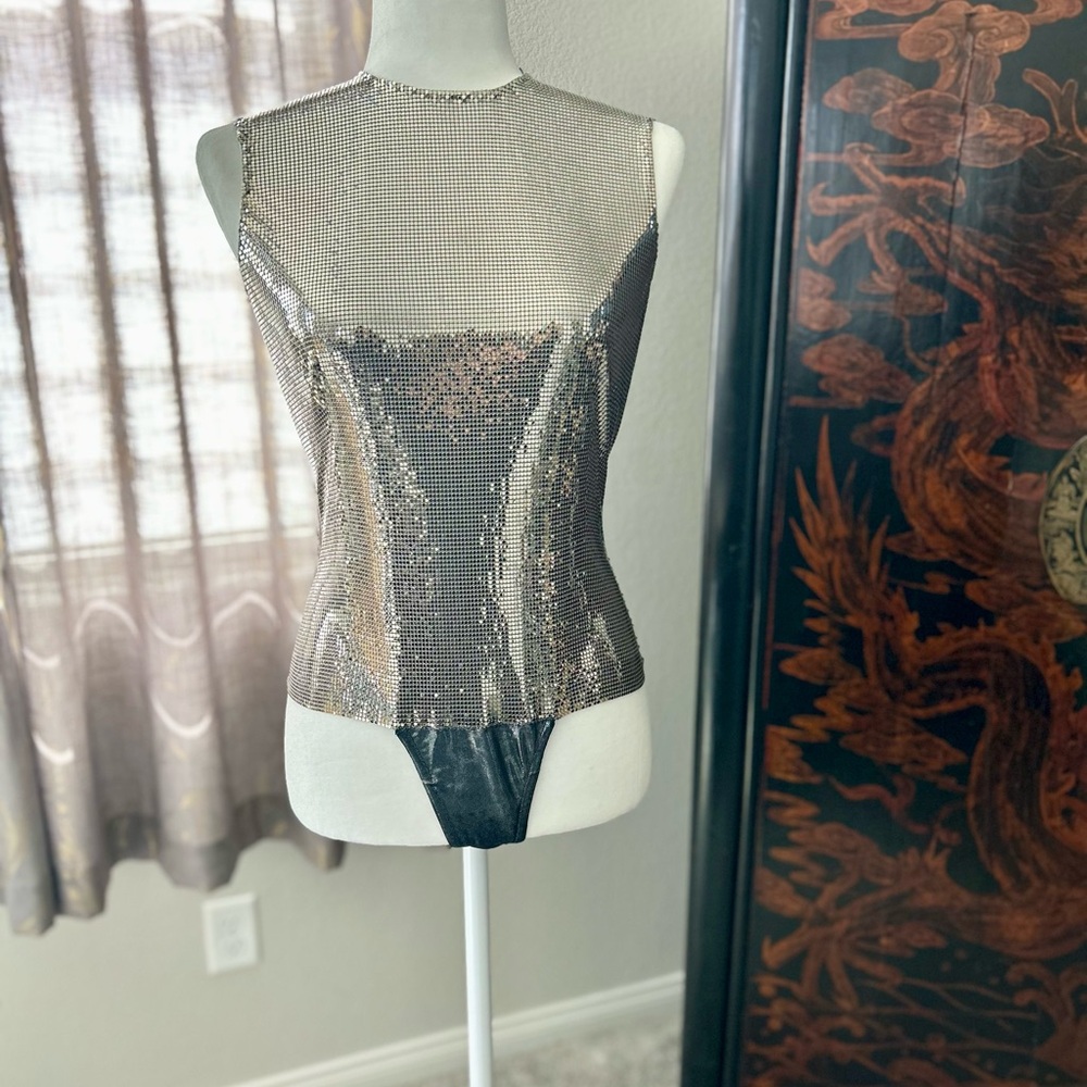 Gianni Versace Silver Oroton Chain Mail Bodysuit, Autumn-Winter 1994